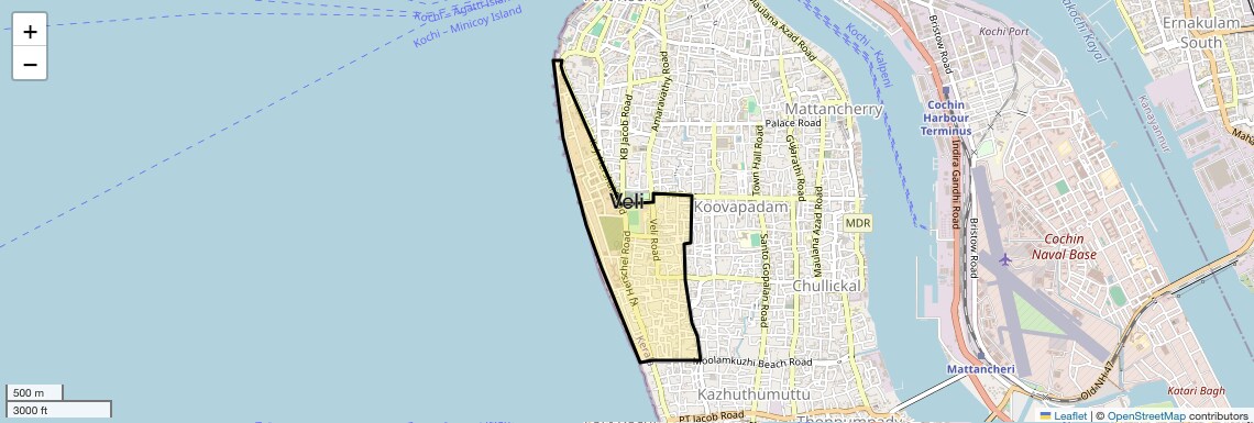 Location Map of Veli, Kochi