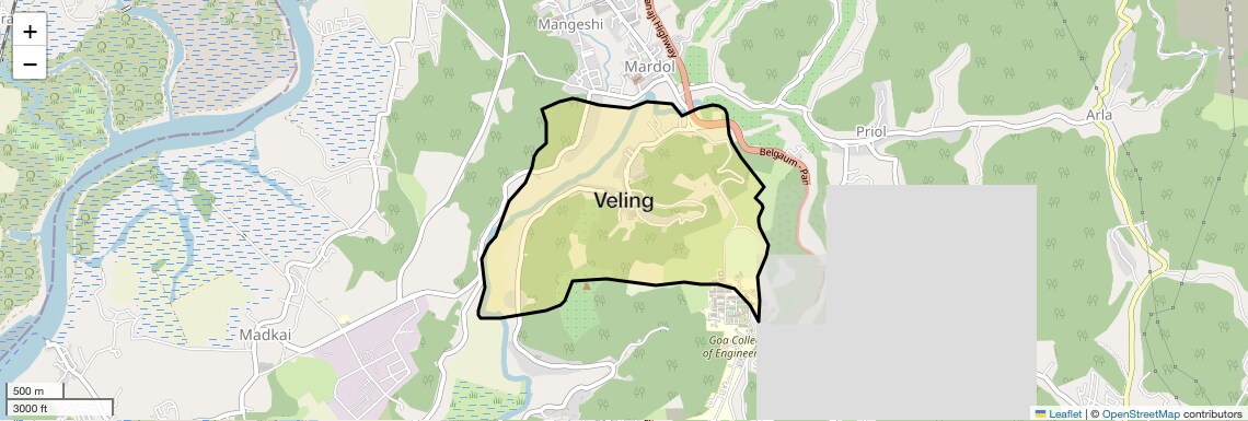 Location Map of Veling, Goa