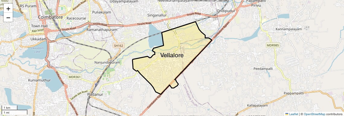 Location Map of Vellalore, Coimbatore