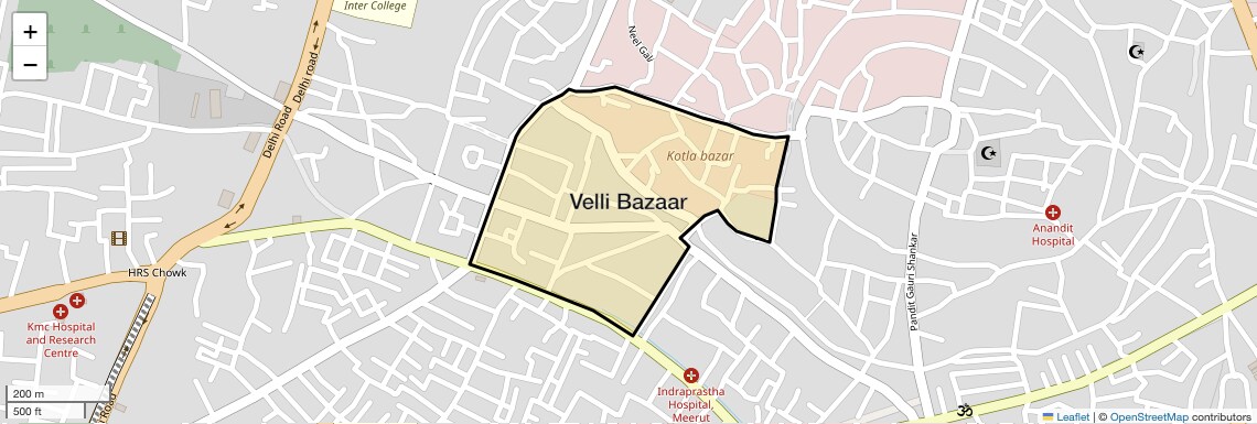 Location Map of Velli Bazaar, Meerut