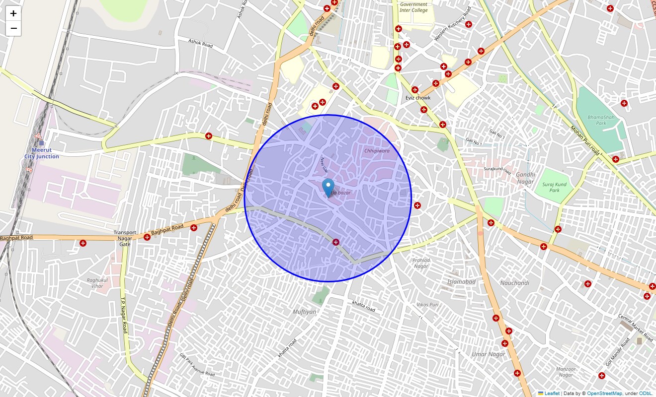 Location Map of Velli Bazaar, Meerut