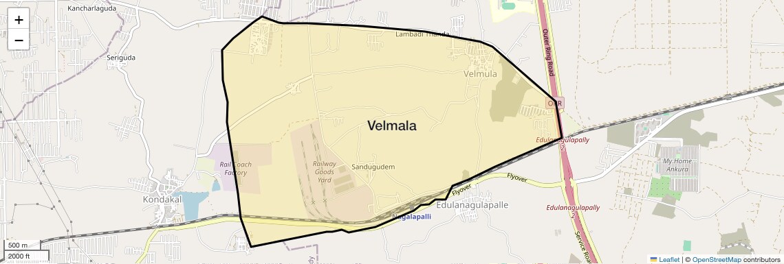 Location Map of Velmala, Hyderabad