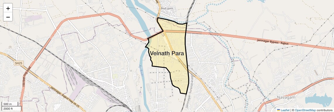 Location Map of Velnath Para, Rajkot