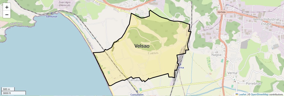 Location Map of Velsao, Goa