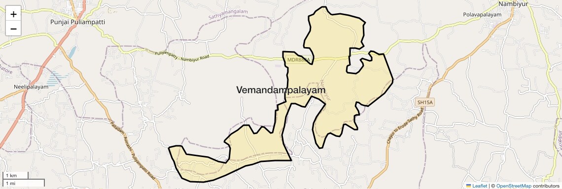 Location Map of Vemandampalayam, Coimbatore