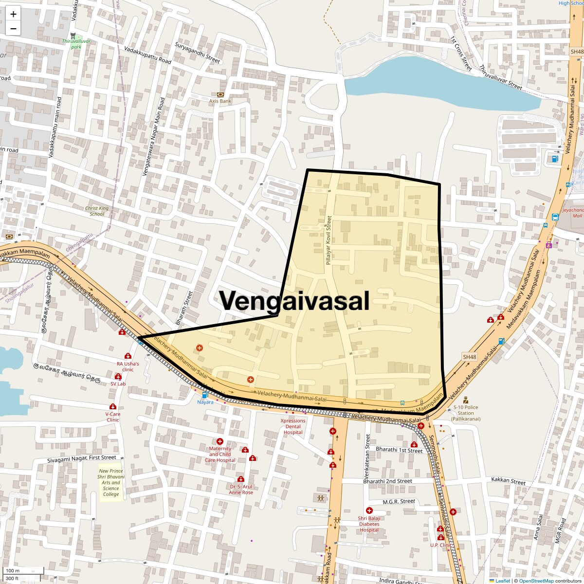 Location Map of Vengaivasal, Chennai