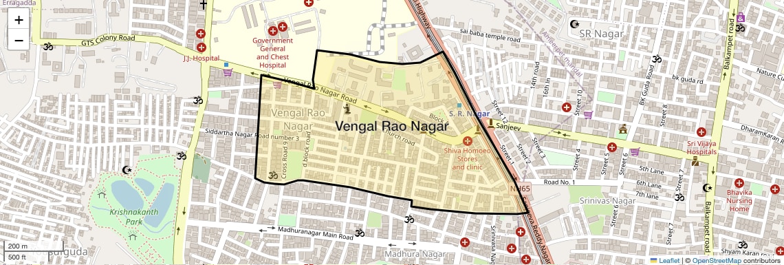 Location Map of Vengal Rao Nagar, Hyderabad