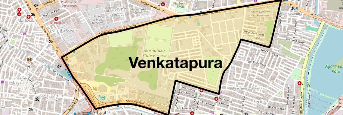 Location Map of Venkatapura, Bangalore