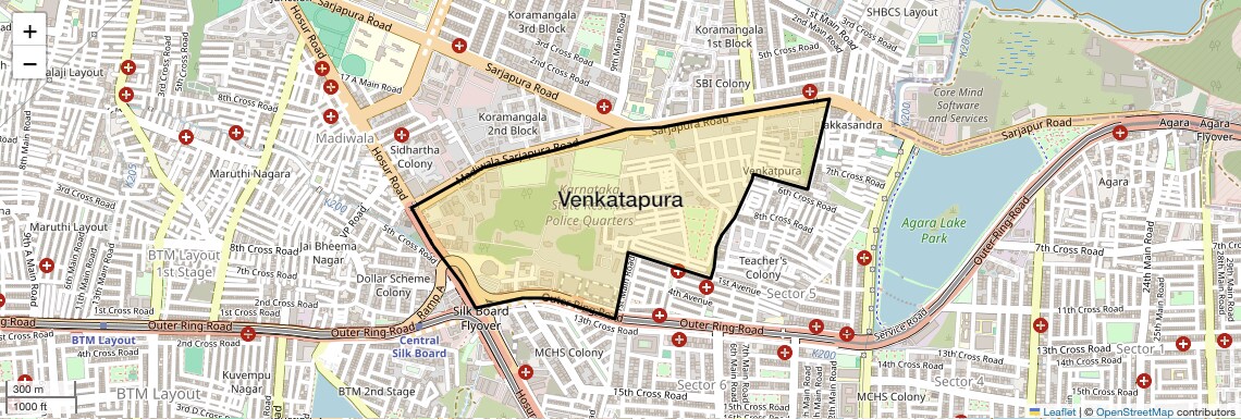 Location Map of Venkatapura, Bangalore
