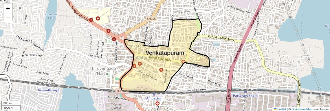 Location Map of Venkatapuram, Chennai