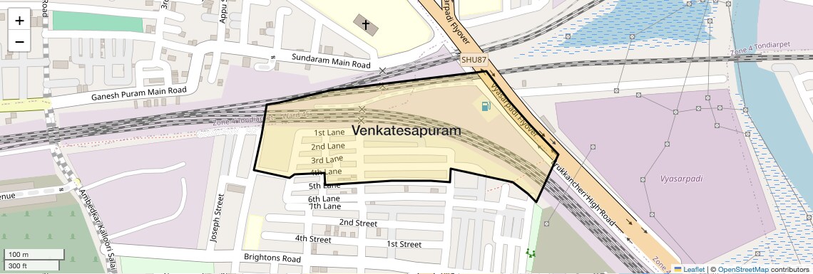 Location Map of Venkatesapuram, Chennai