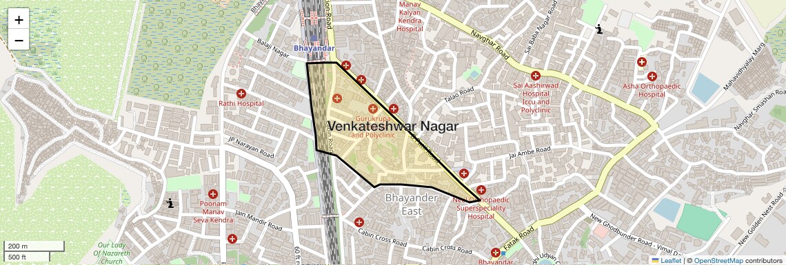 Location Map of Venkateshwar Nagar, Thane