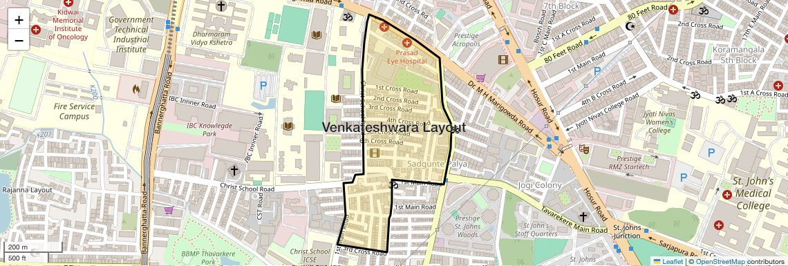 Location Map of Venkateshwara Layout, Bangalore