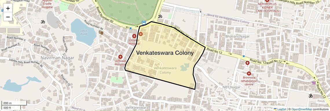 Location Map of Venkateswara Colony, Hyderabad