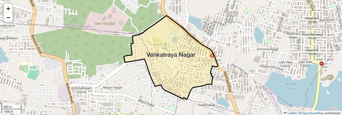 Location Map of Venkatraya Nagar, Hyderabad