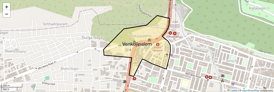 Location Map of Venkojipalem, Vizag