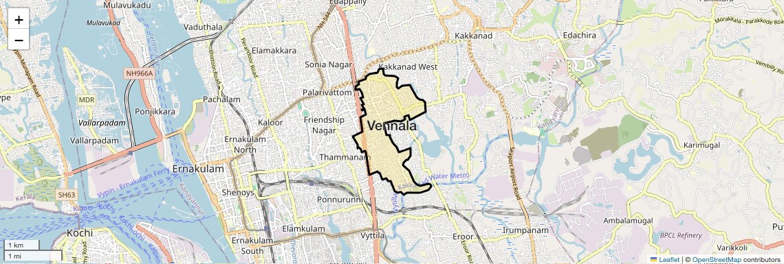 Location Map of Vennala, Kochi