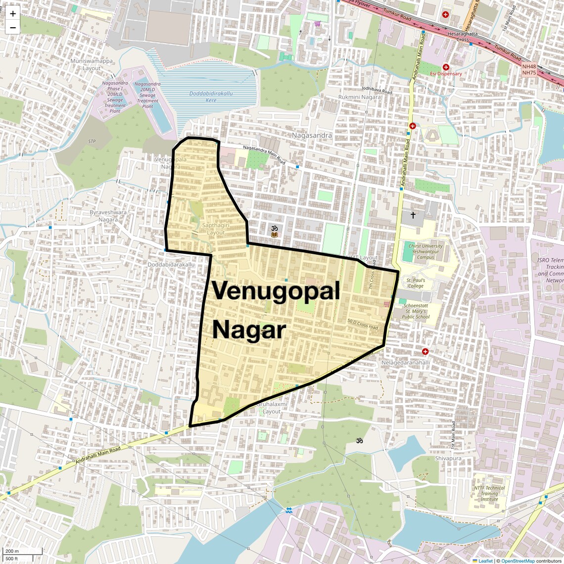 Location Map of Venugopal Nagar, Bangalore
