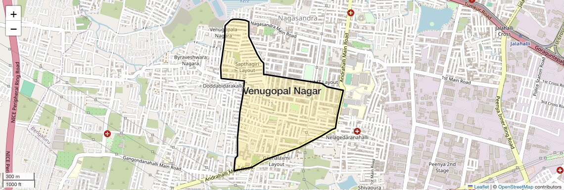 Location Map of Venugopal Nagar, Bangalore