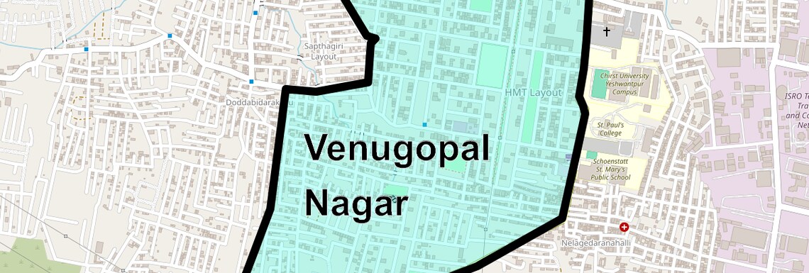 Location Map of Venugopal Nagar, Bangalore