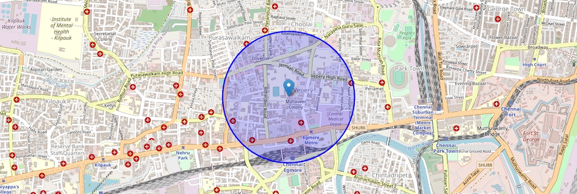 Location Map of Vepery, Chennai