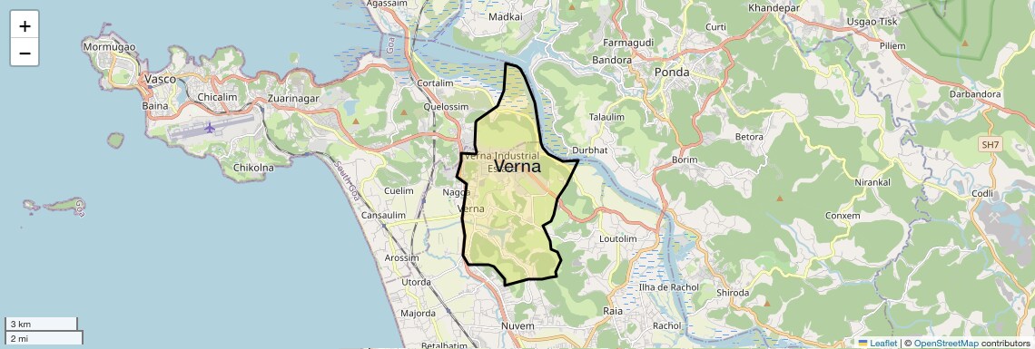 Location Map of Verna, Goa