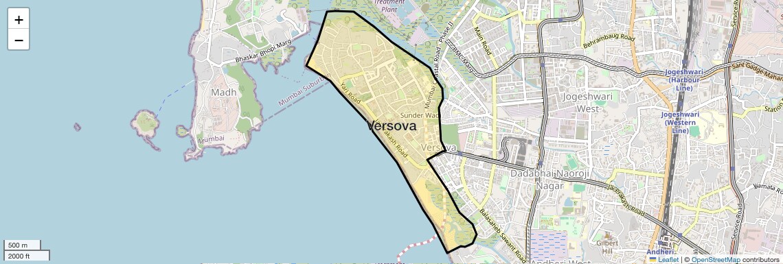 Location Map of Versova, Mumbai