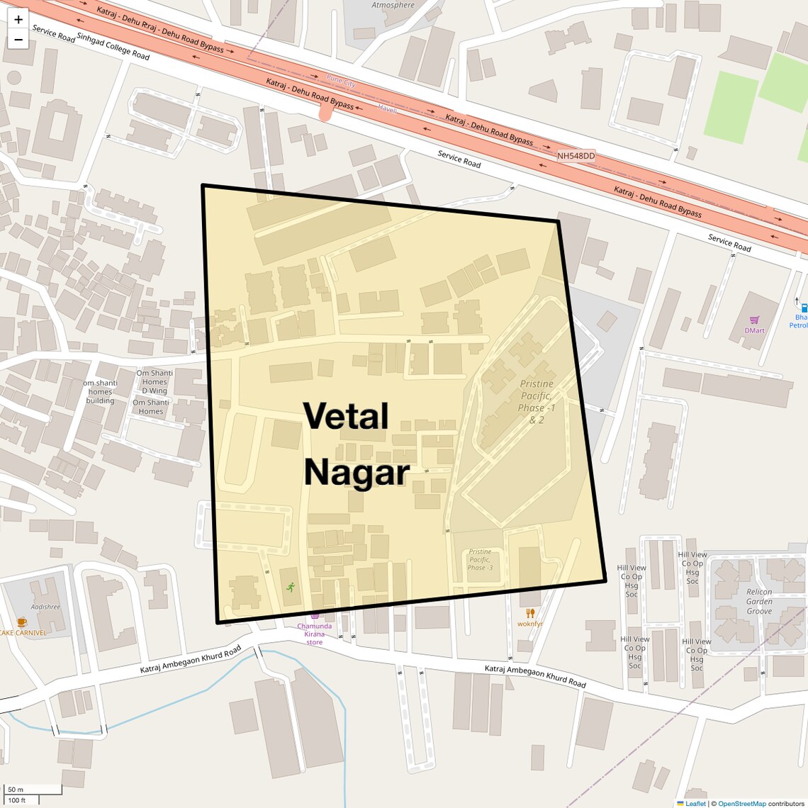 Location Map of Vetal Nagar, Pune