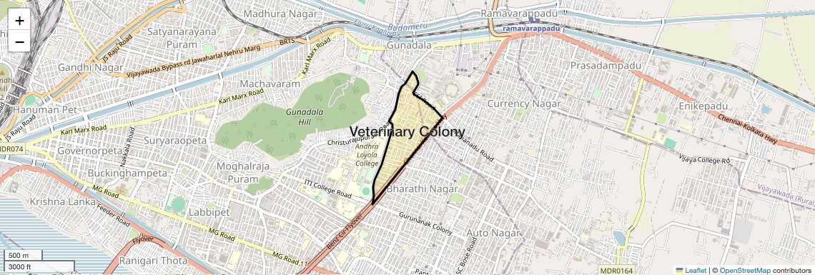Location Map of Veterinary Colony, Vijayawada