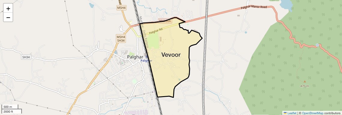 Location Map of Vevoor, Palghar