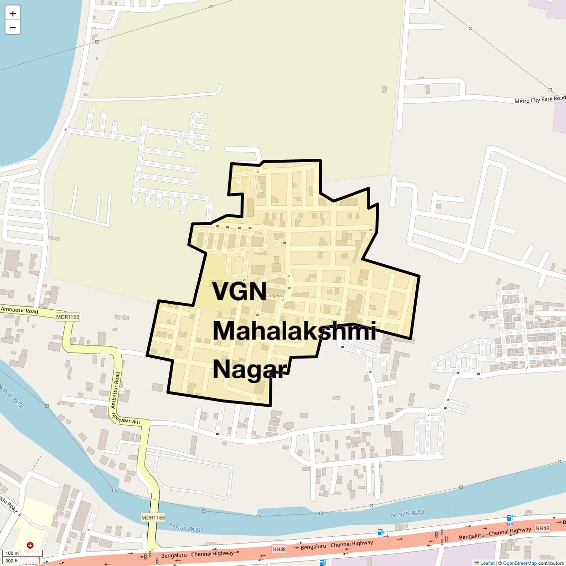 Location Map of VGN Mahalakshmi Nagar, Chennai