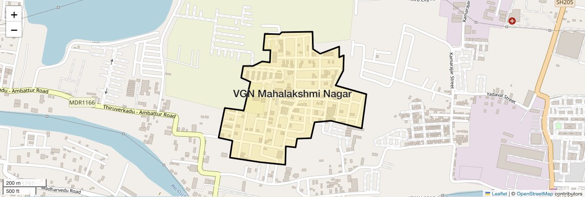 Location Map of VGN Mahalakshmi Nagar, Chennai