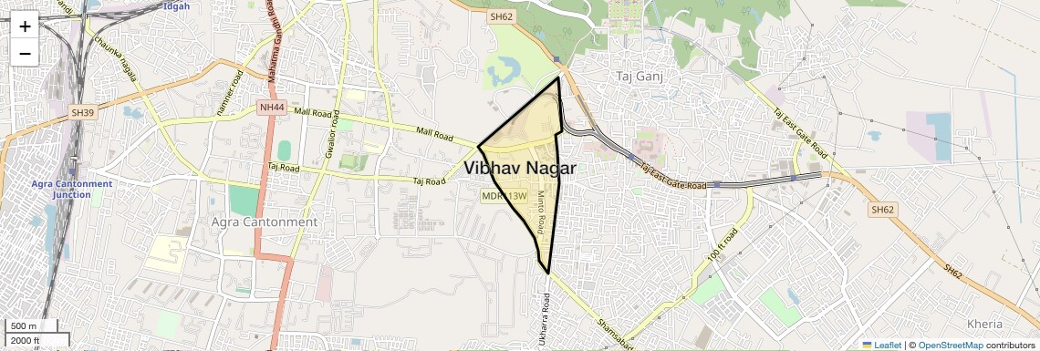 Location Map of Vibhav Nagar, Agra