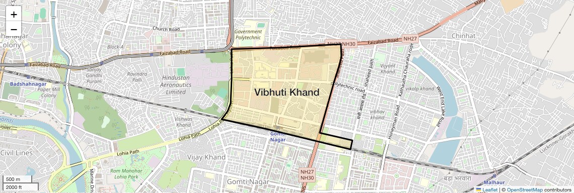 Location Map of Vibhuti Khand, Lucknow