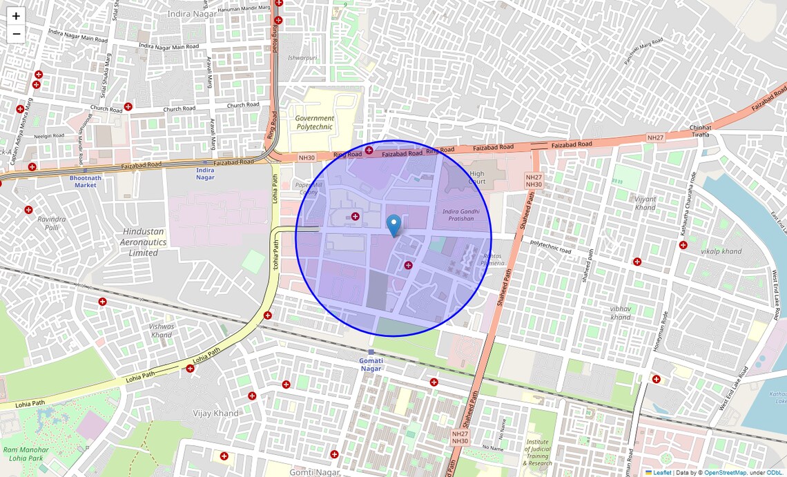 Location Map of Vibhuti Khand, Lucknow