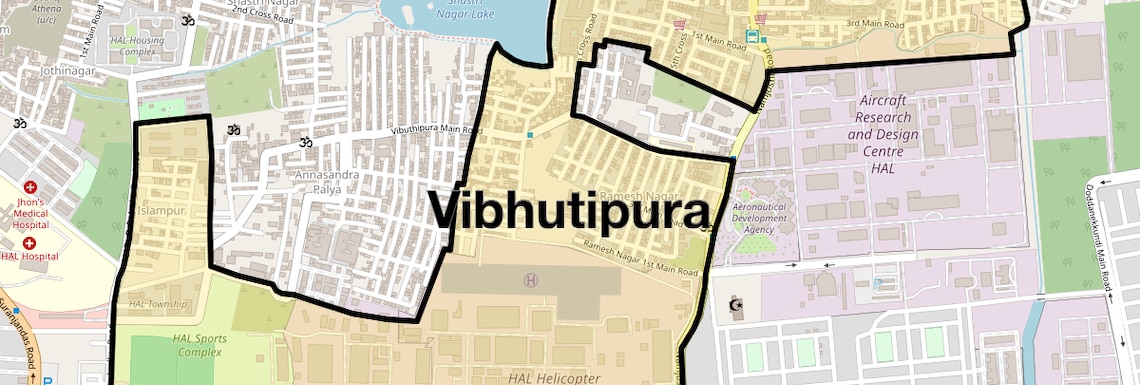 Location Map of Vibhutipura, Bangalore