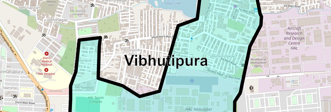 Location Map of Vibhutipura, Bangalore