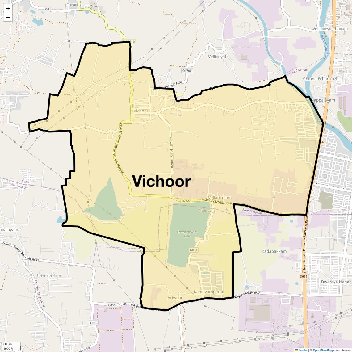 Location Map of Vichoor, Chennai