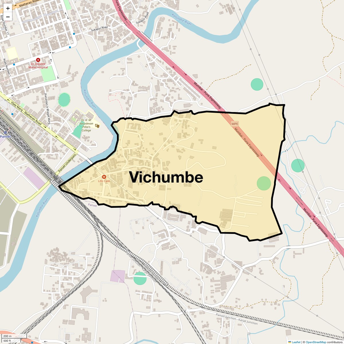 Location Map of Vichumbe, Navi Mumbai