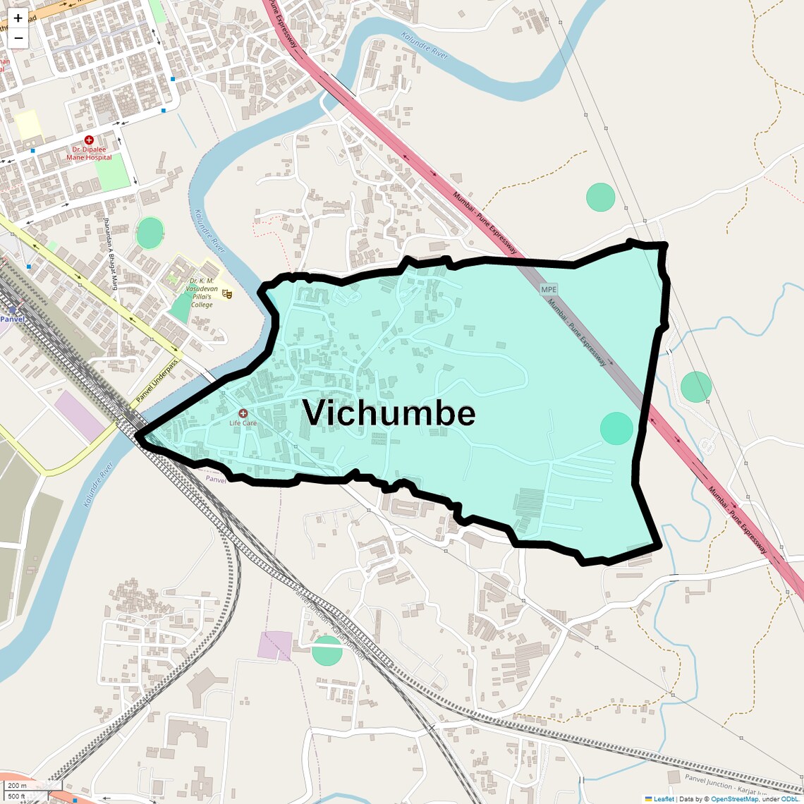 Location Map of Vichumbe, Navi Mumbai
