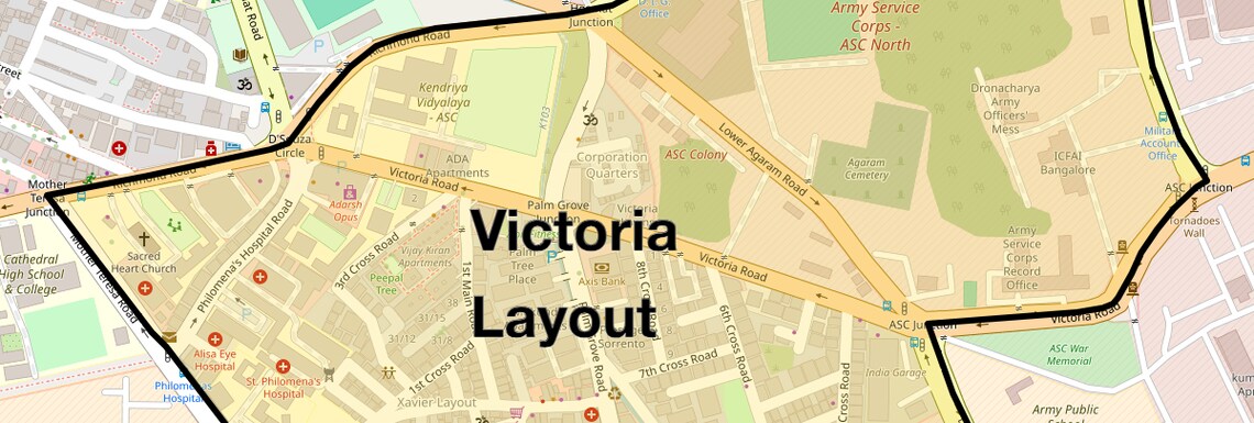 Location Map of Victoria Layout, Bangalore