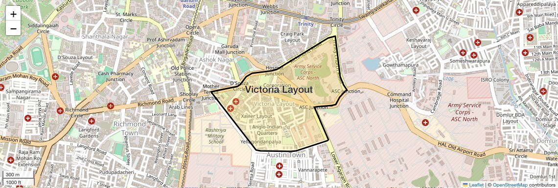 Location Map of Victoria Layout, Bangalore