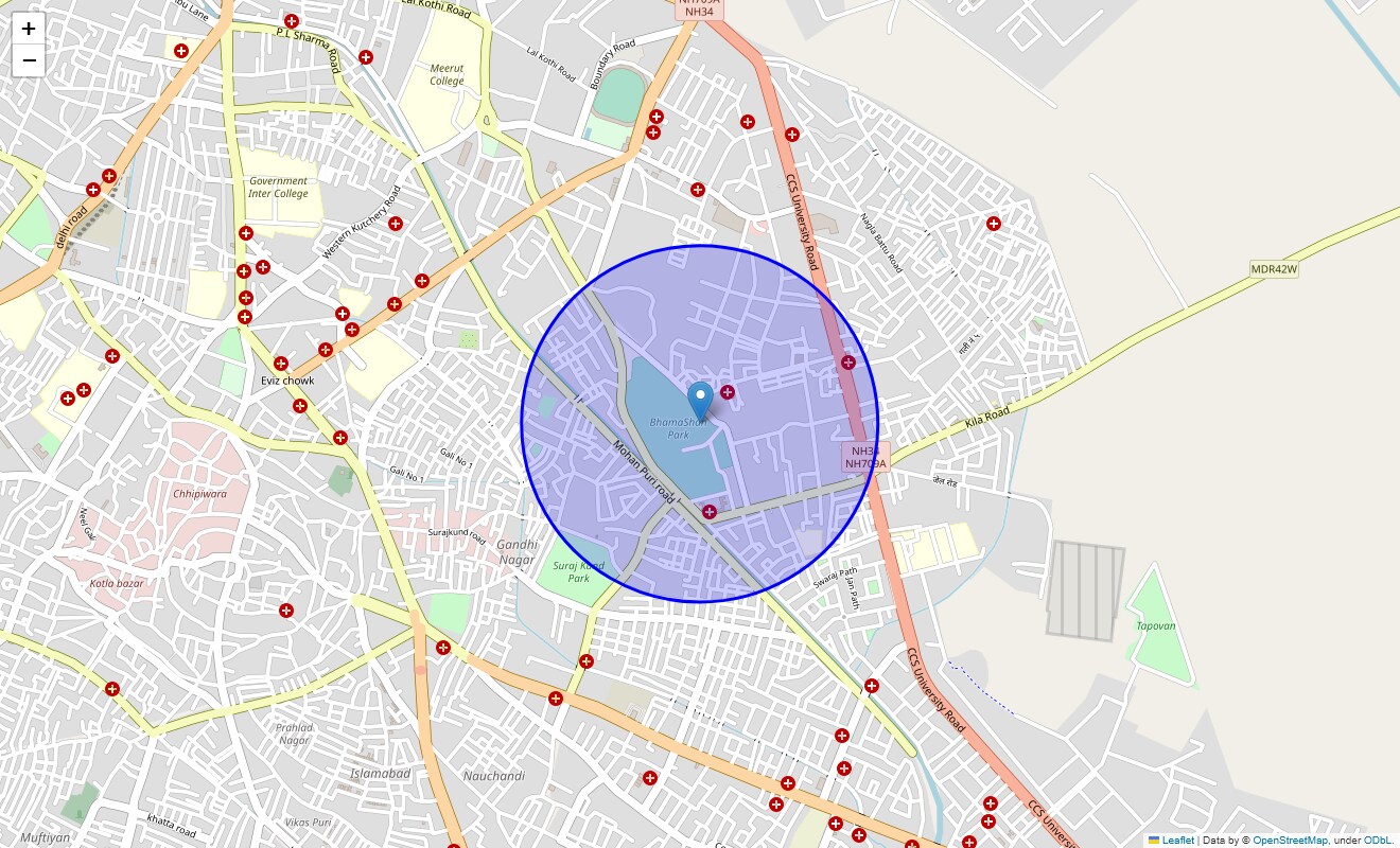 Location Map of Victoria Park, Meerut