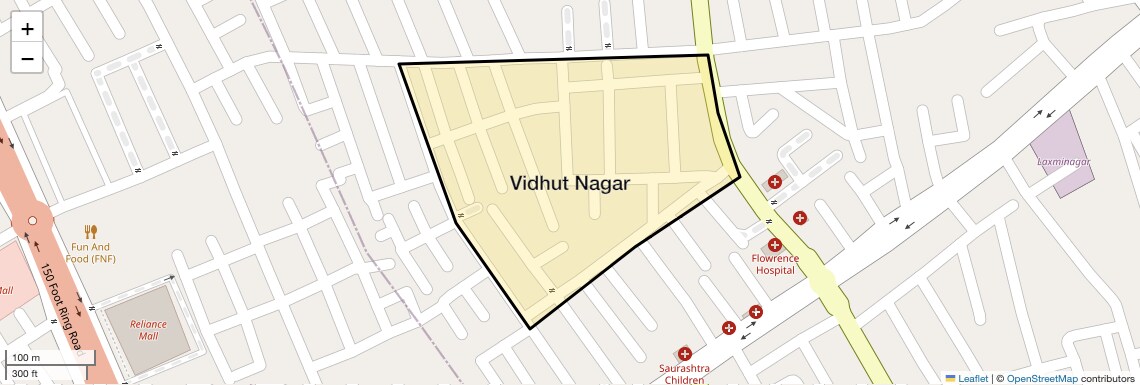 Location Map of Vidhut Nagar, Rajkot