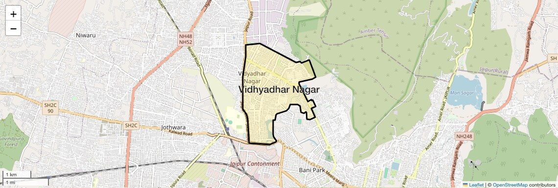 Location Map of Vidhyadhar Nagar, Jaipur