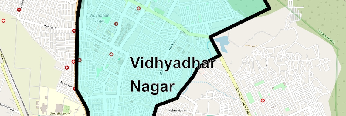 Location Map of Vidhyadhar Nagar, Jaipur