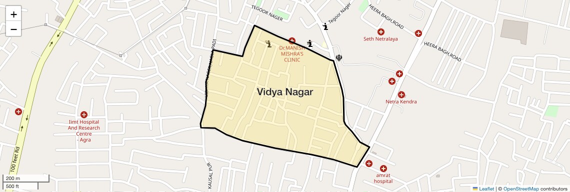 Location Map of Vidya Nagar, Agra