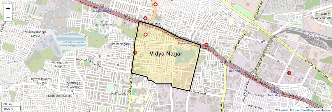 Location Map of Vidya Nagar, Bangalore