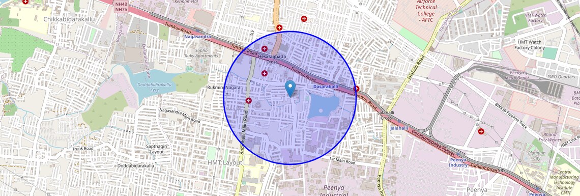 Location Map of Vidya Nagar, Bangalore