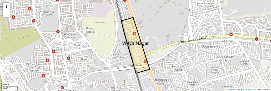 Location Map of Vidya Nagar, Bhopal